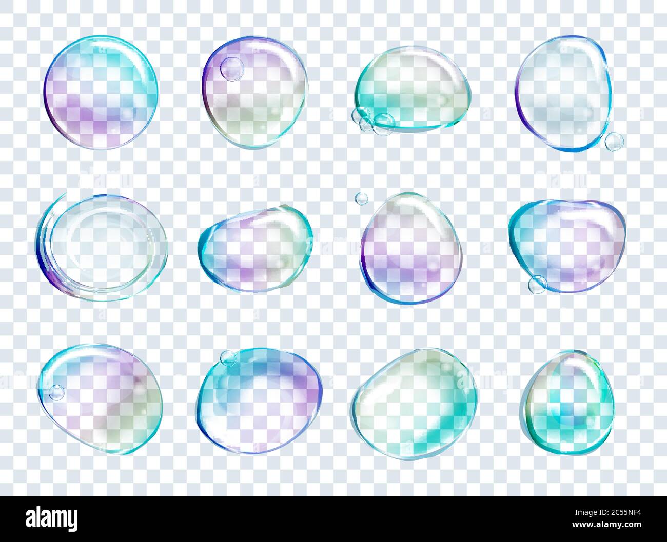 Vector Rainbow Soap Water Bubbles Set. Transparent Isolated Realistic ...