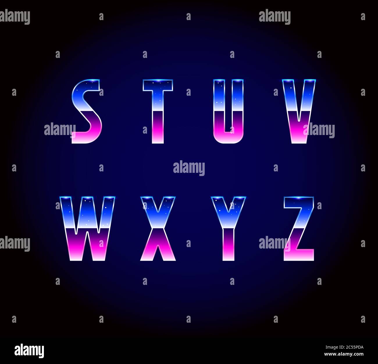 80s Retro Futurism Sci-Fi Font Alphabet Vector Stock Vector