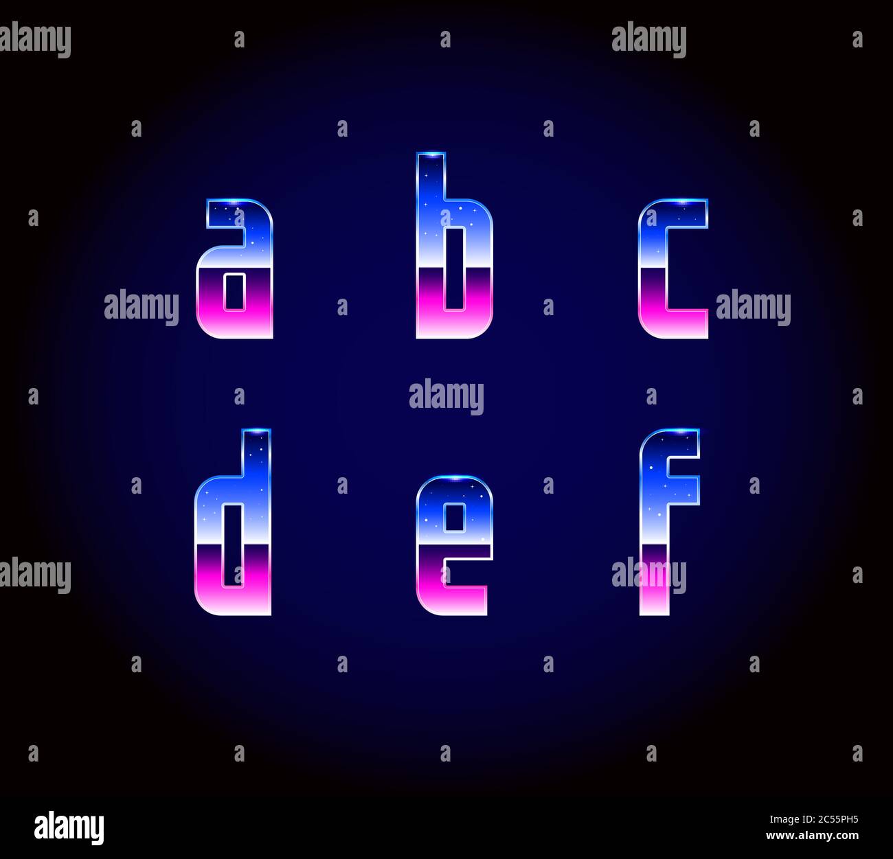 80s Retro Futurism Sci-Fi Font Alphabet Vector Stock Vector