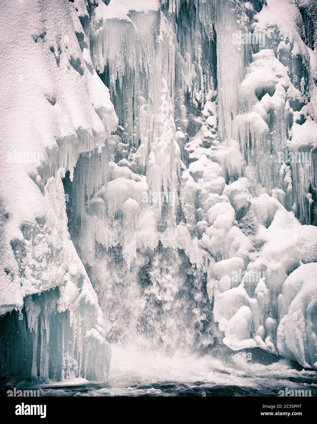 Frozen Waterfall in Winter Stock Photo