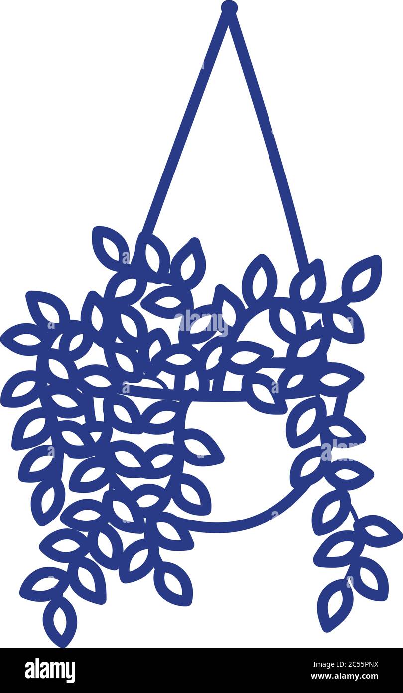hanging potted plant decoration isolated icon white background vector ...