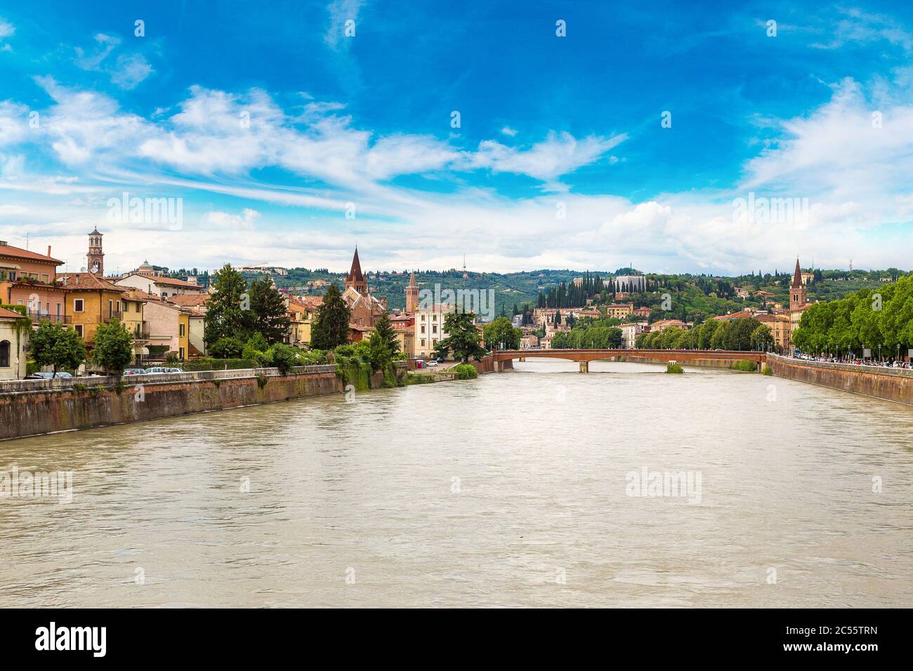 Adige River in Verona in a beautiful summer day, Italy Stock Photo - Alamy