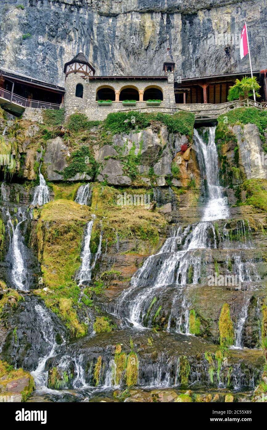 St. Beatus Caves and waterfalls, Canton of Bern, Switzerland Stock Photo