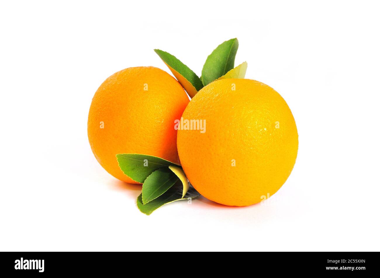 Orange fruits with leaf isolated on white background. Citrus fruit