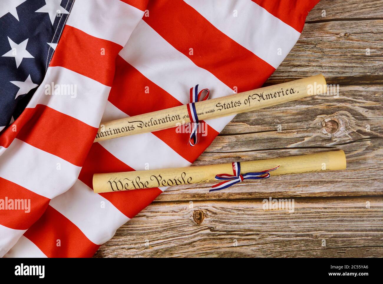 Fourth of July Day. Declaration of Independence parchment roll document ...