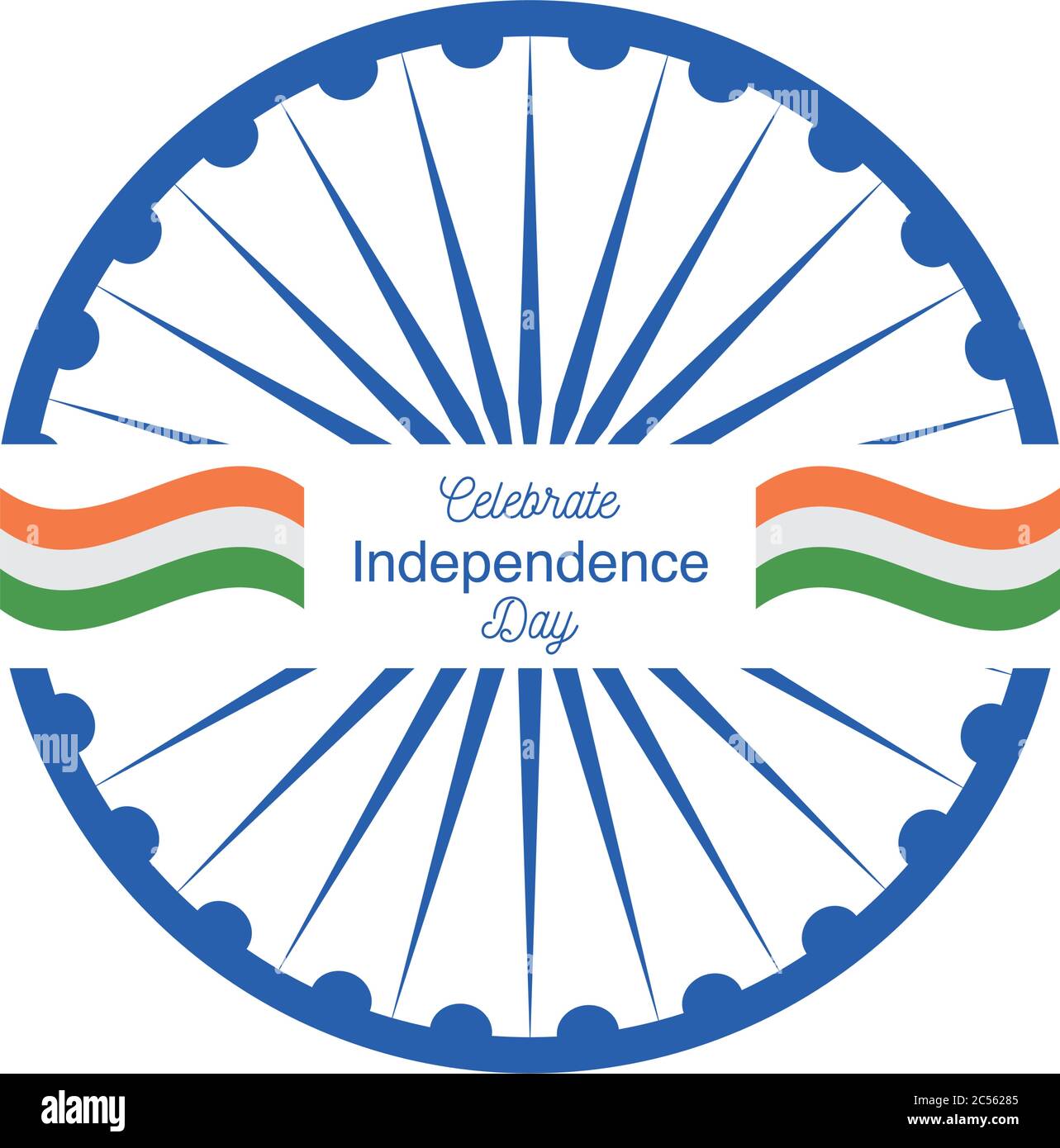 ashoka wheel detailed style icon design, happy india independence day