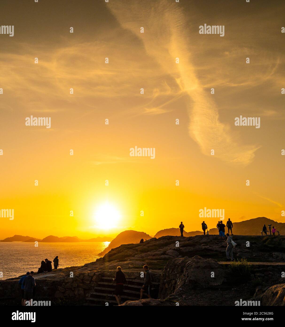 Sunset at Lindesnes, the most southern point of Norway. Stock Photo