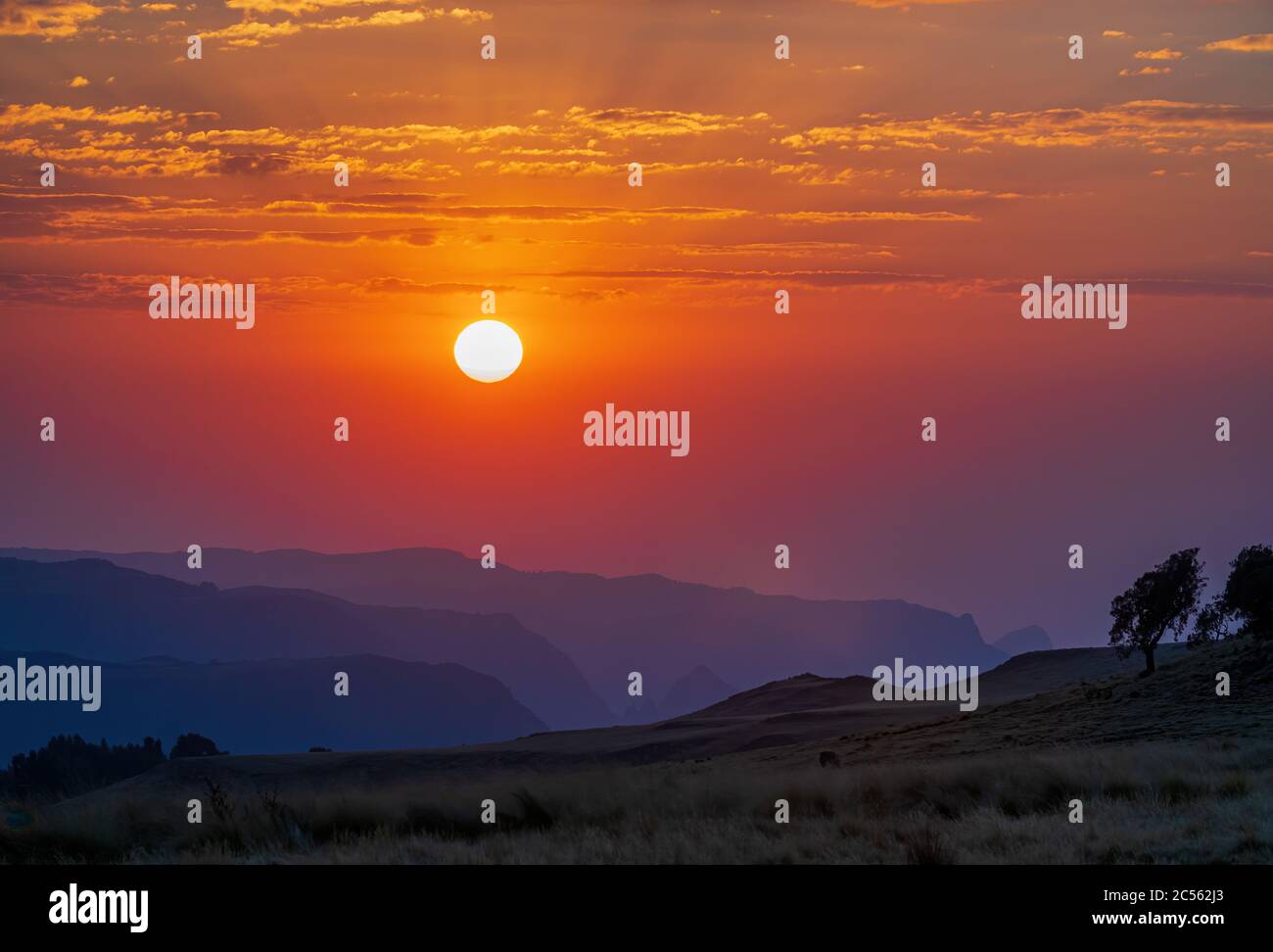 Amazing shot of the Similan Mountains National Park during a sunset in Ethiopia Stock Photo
