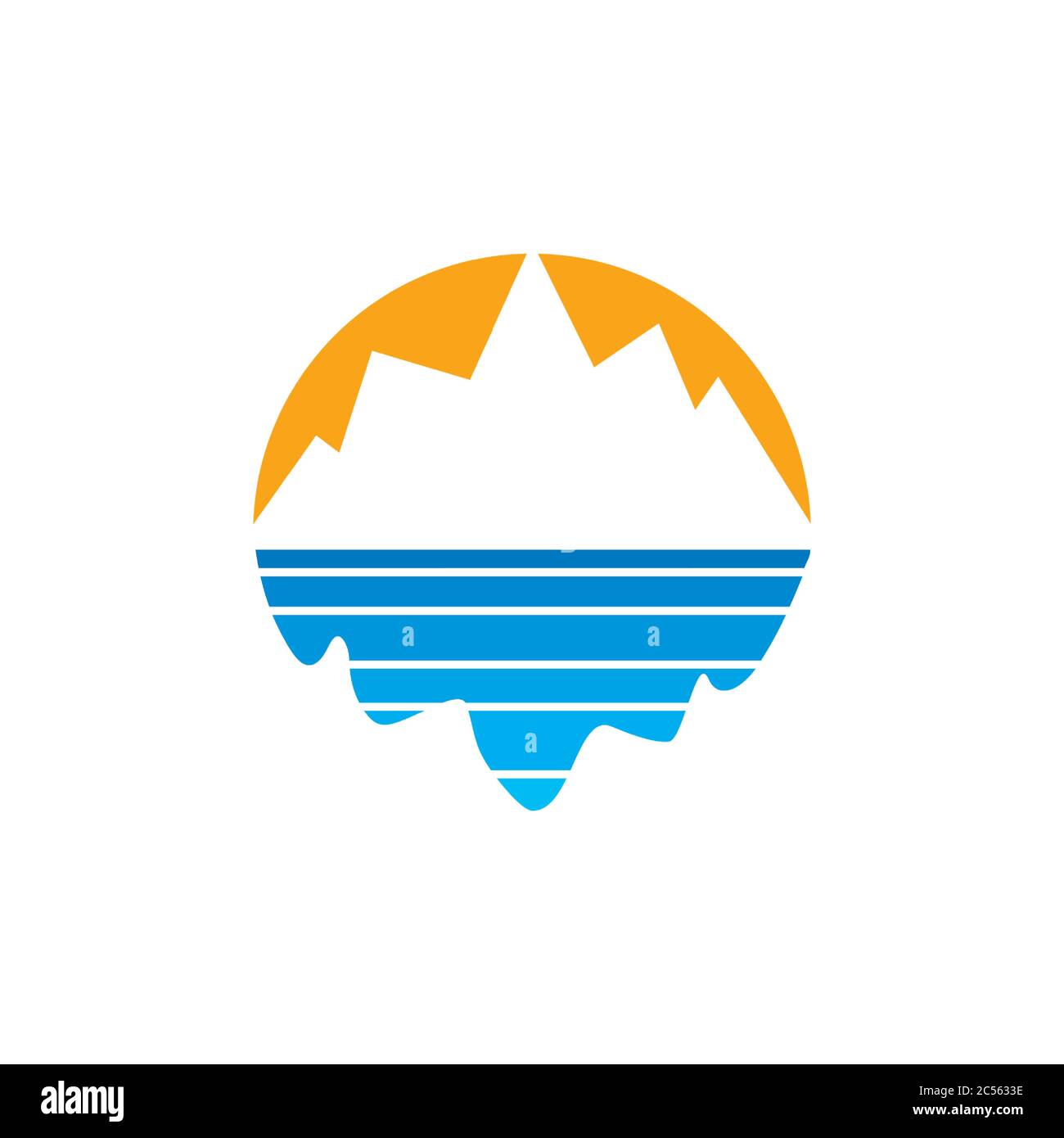 sun mountain shadow in the sea outdoor logo vector Stock Vector