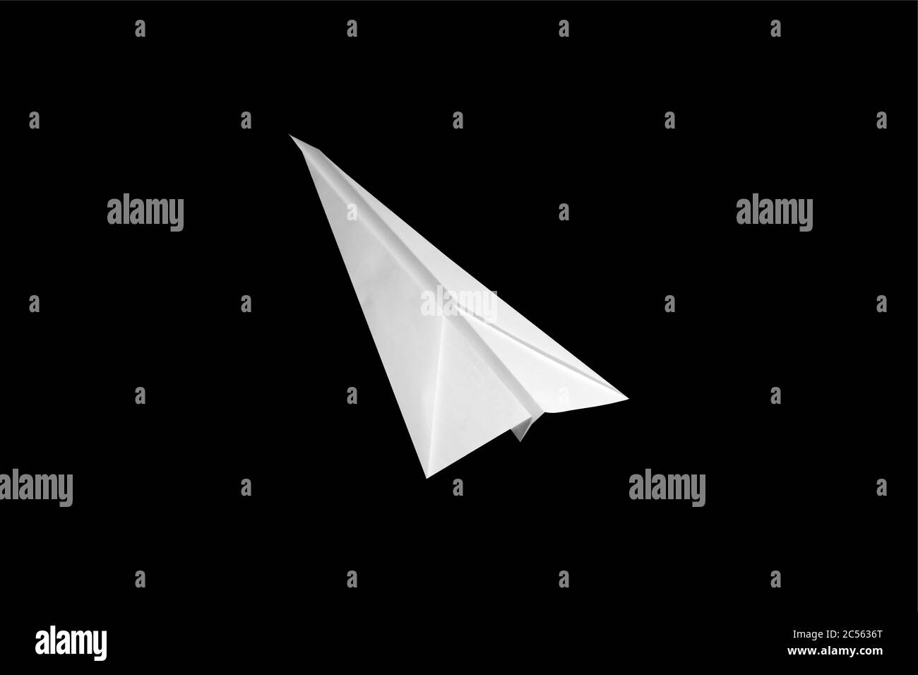 Illustration of a white paper airplane isolated on a black background ...