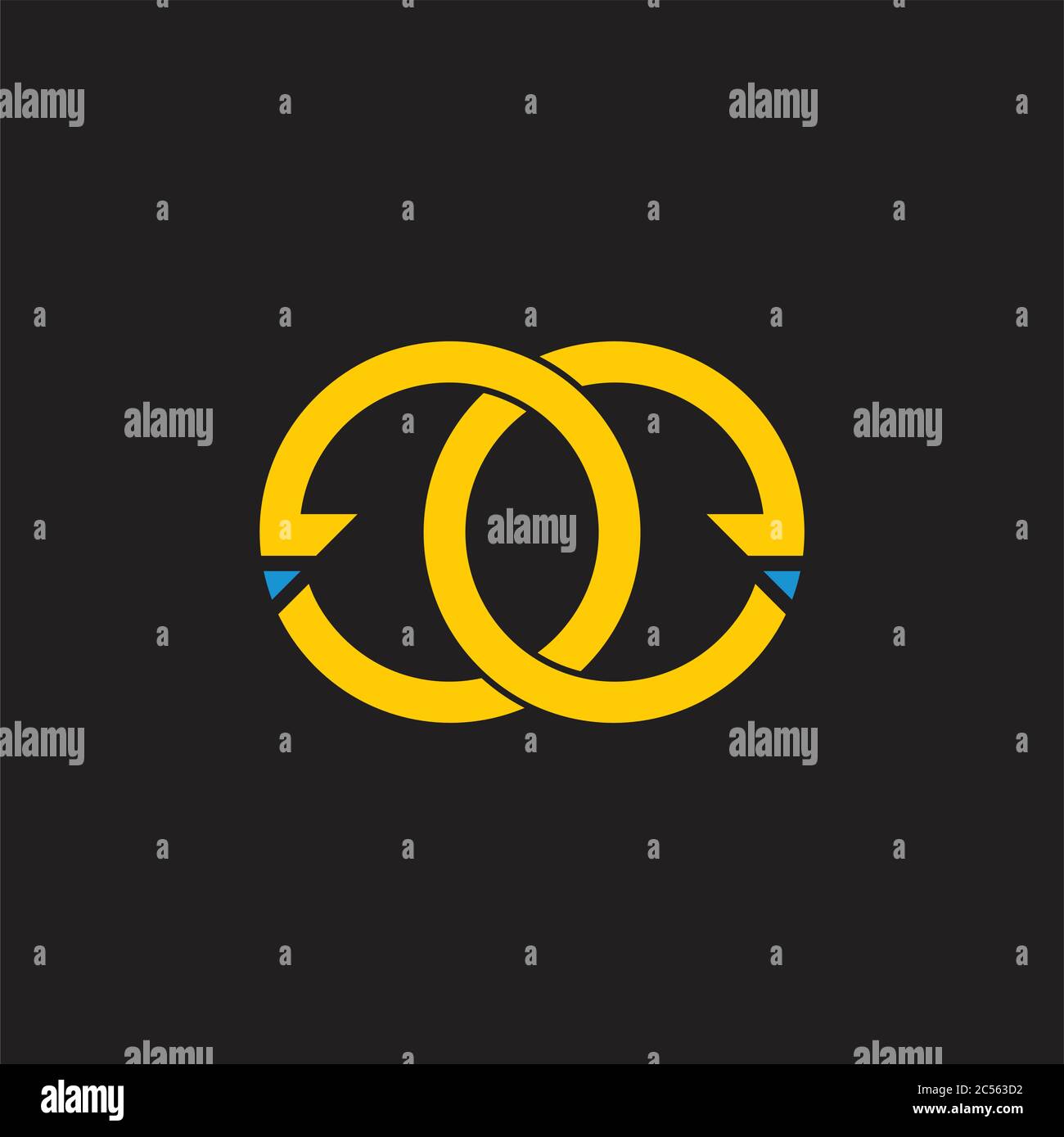 letters ee circle arrow golden rings linked logo vector Stock Vector