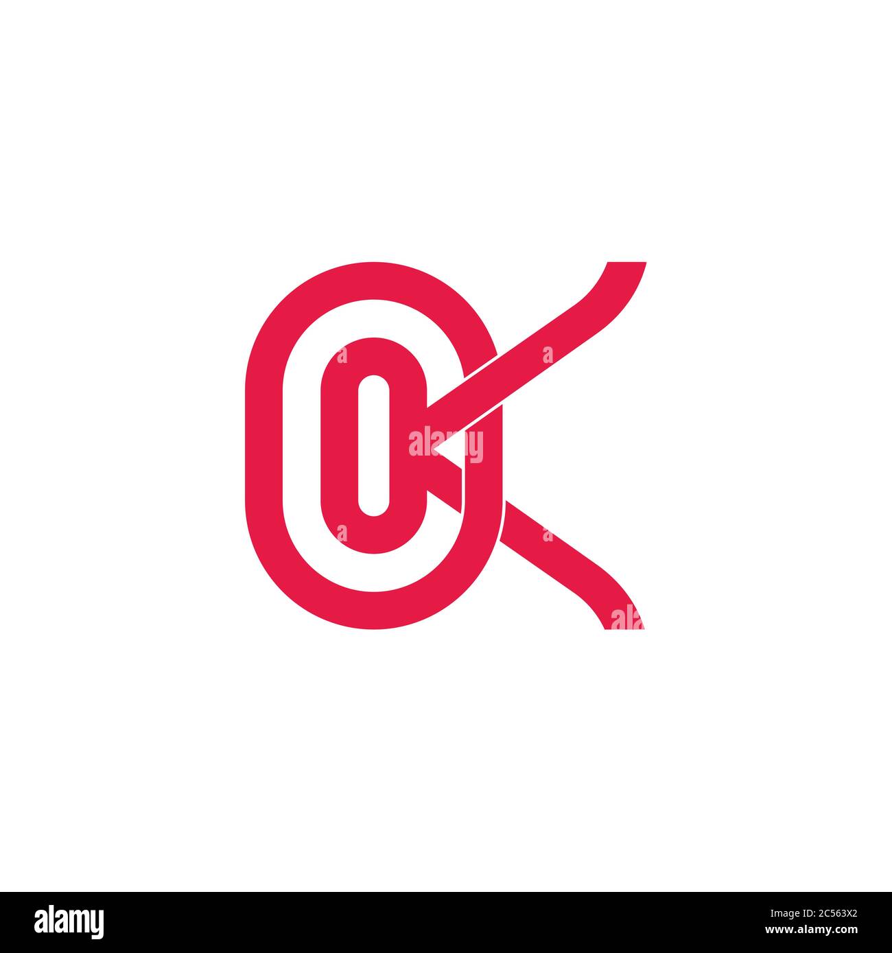 abstract letter ok linked geometric line symbol vector Stock Vector