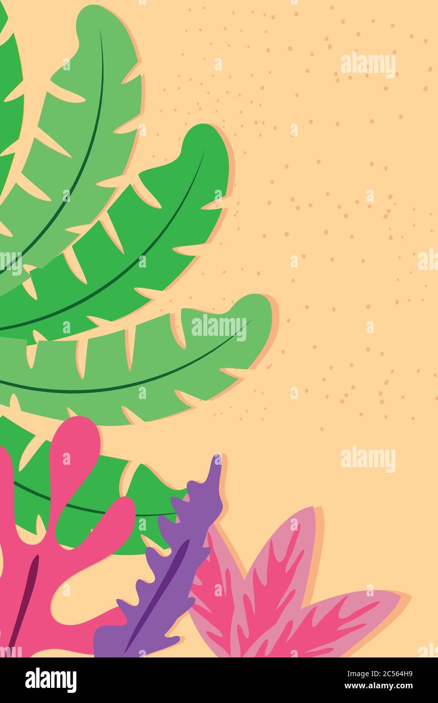 Beach with leaves top view detailed style icon design, Summer vacation ...