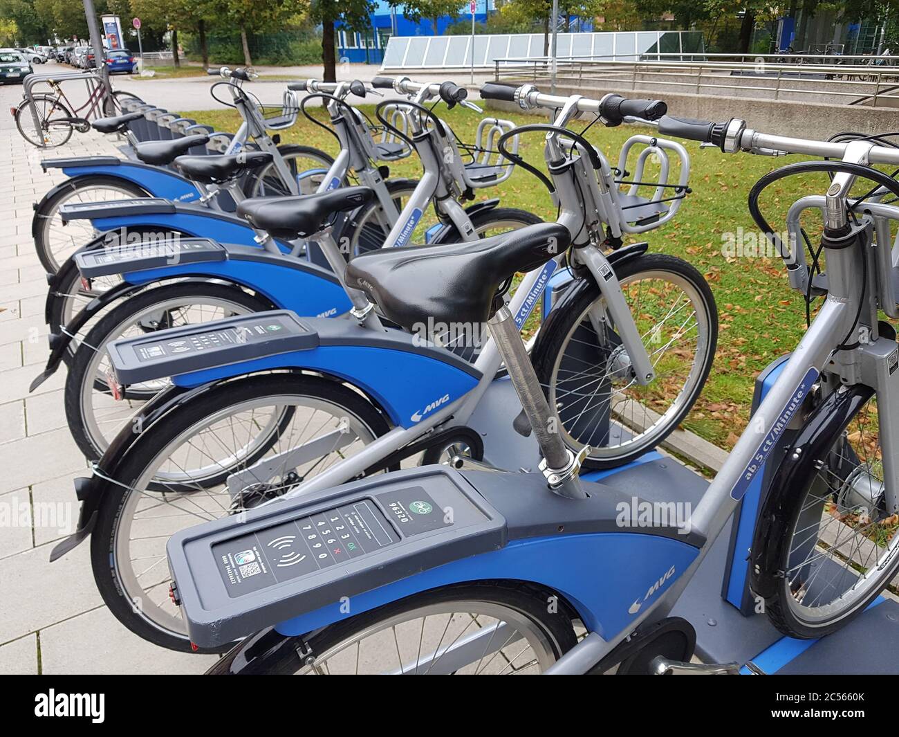 Rental bikes from the Munich public transport company Stock Photo