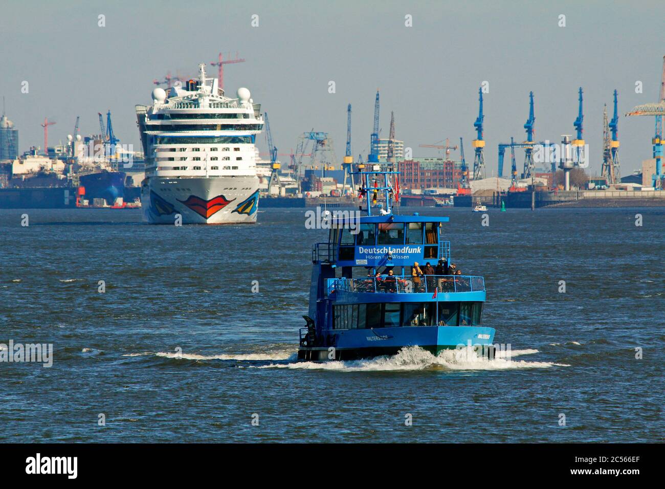 Cruise ship AIDAbella on the Elbe, Port of Hamburg, Hamburg, Germany Stock Photo