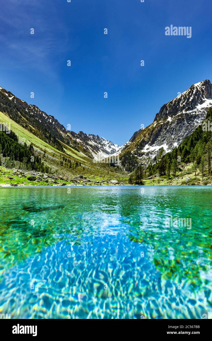 Mountain lake with clear water Stock Photo