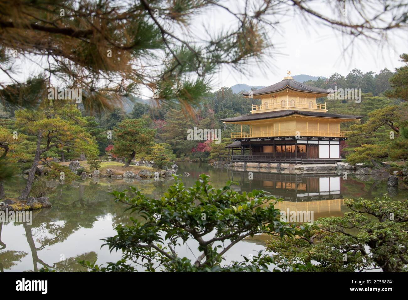 View of Kinkakuji, Temple of the Golden Pavilion buddhist temple in
