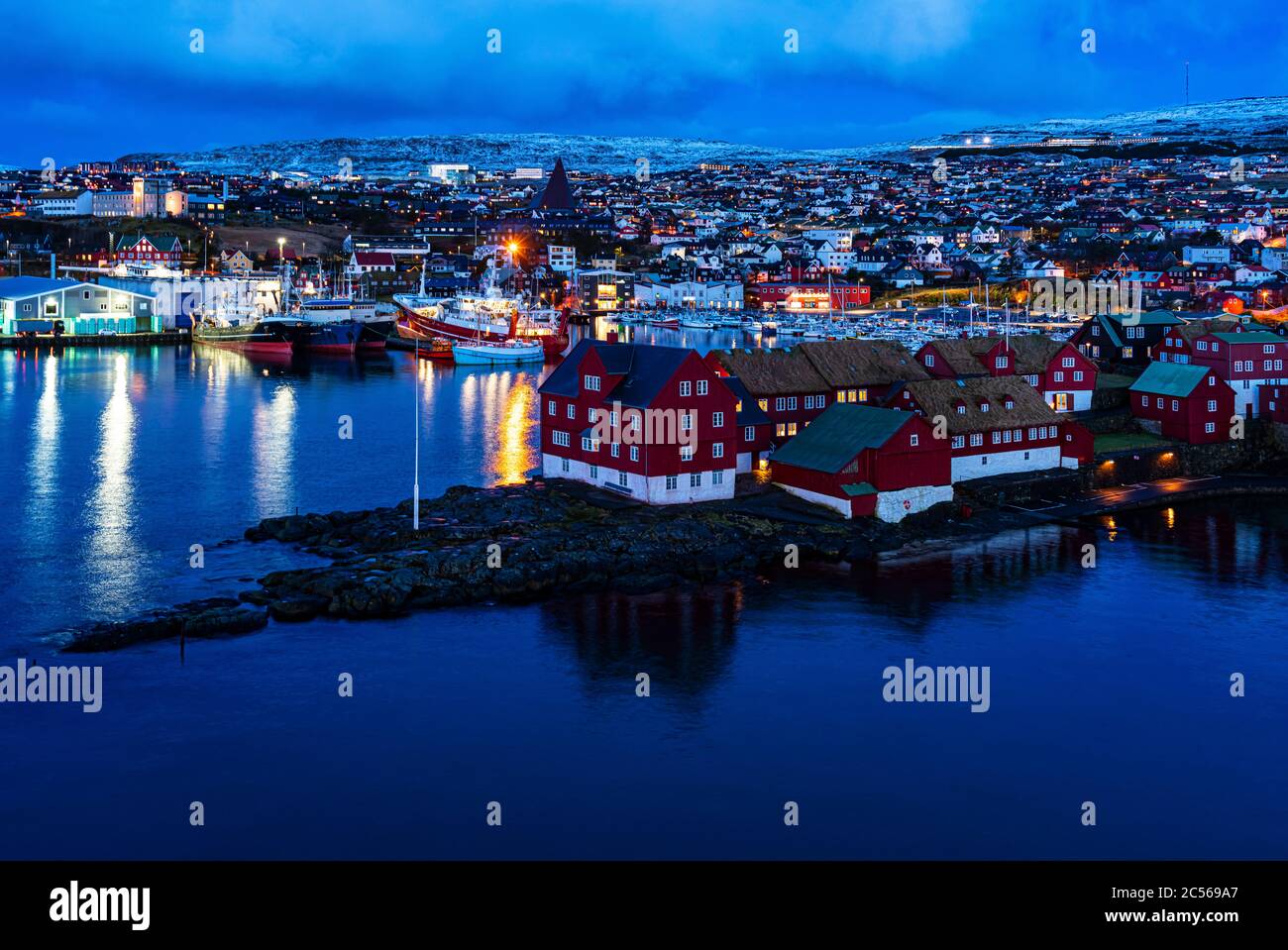 Dawn in Torshavn, Faroe Islands Stock Photo