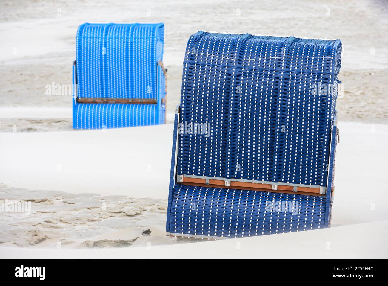 Germany, Lower Saxony, East Frisia, Juist, beach chairs. Stock Photo