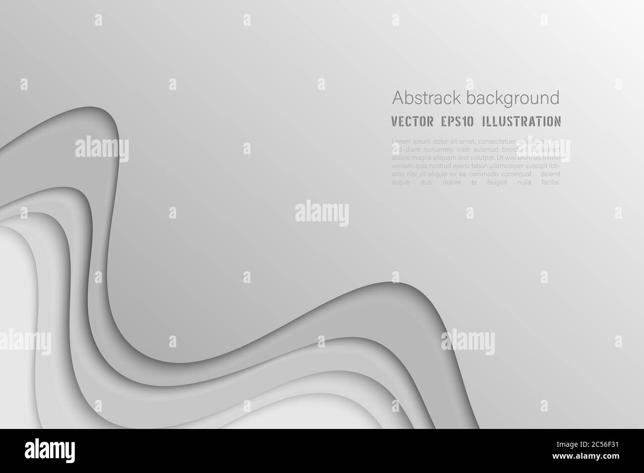 White and gray wave abstract background template with papercut style ...