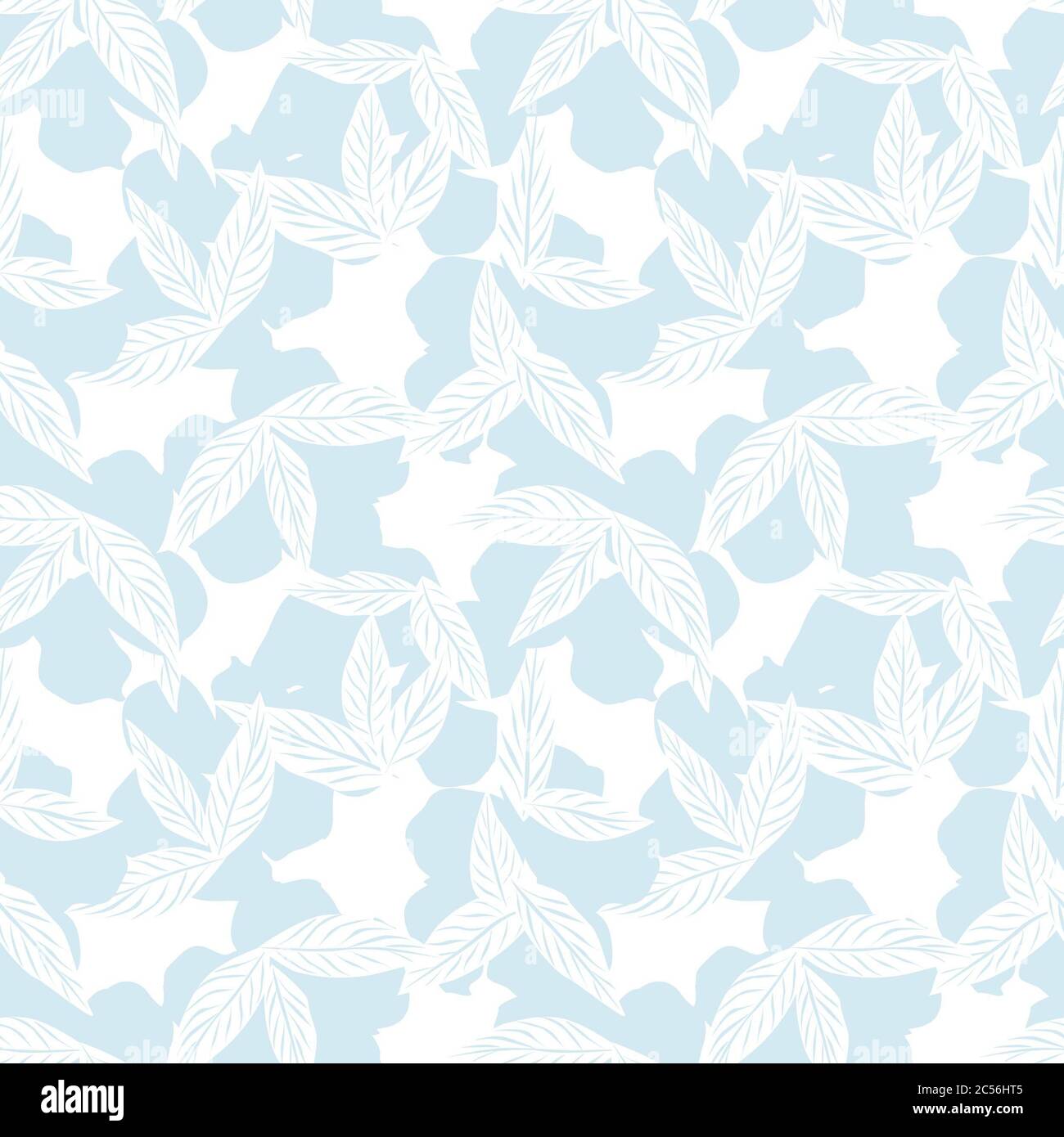 Sky Blue Tropical Leaf botanical seamless pattern background suitable ...