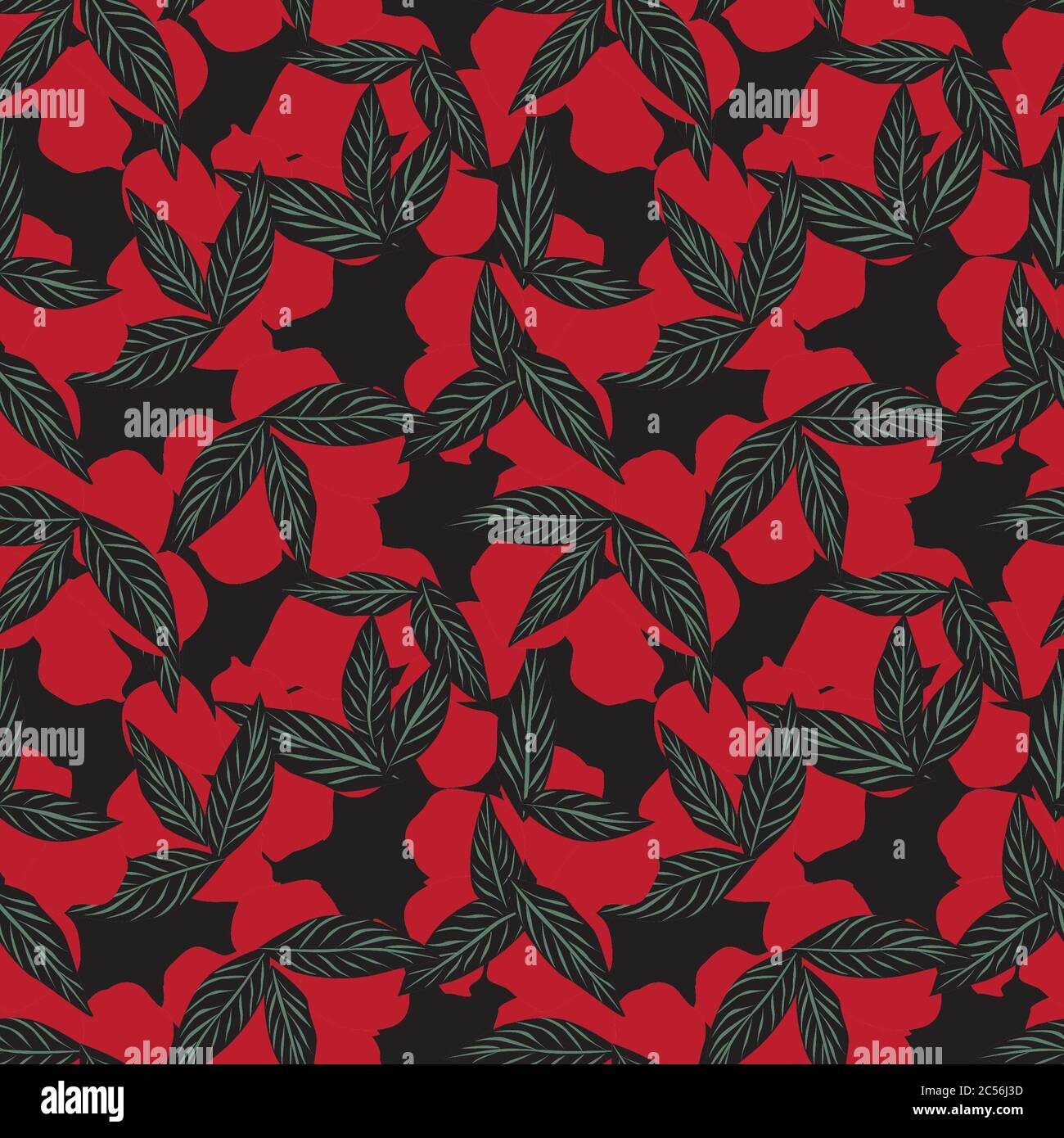 Christmas Tropical Leaf botanical seamless pattern background suitable ...