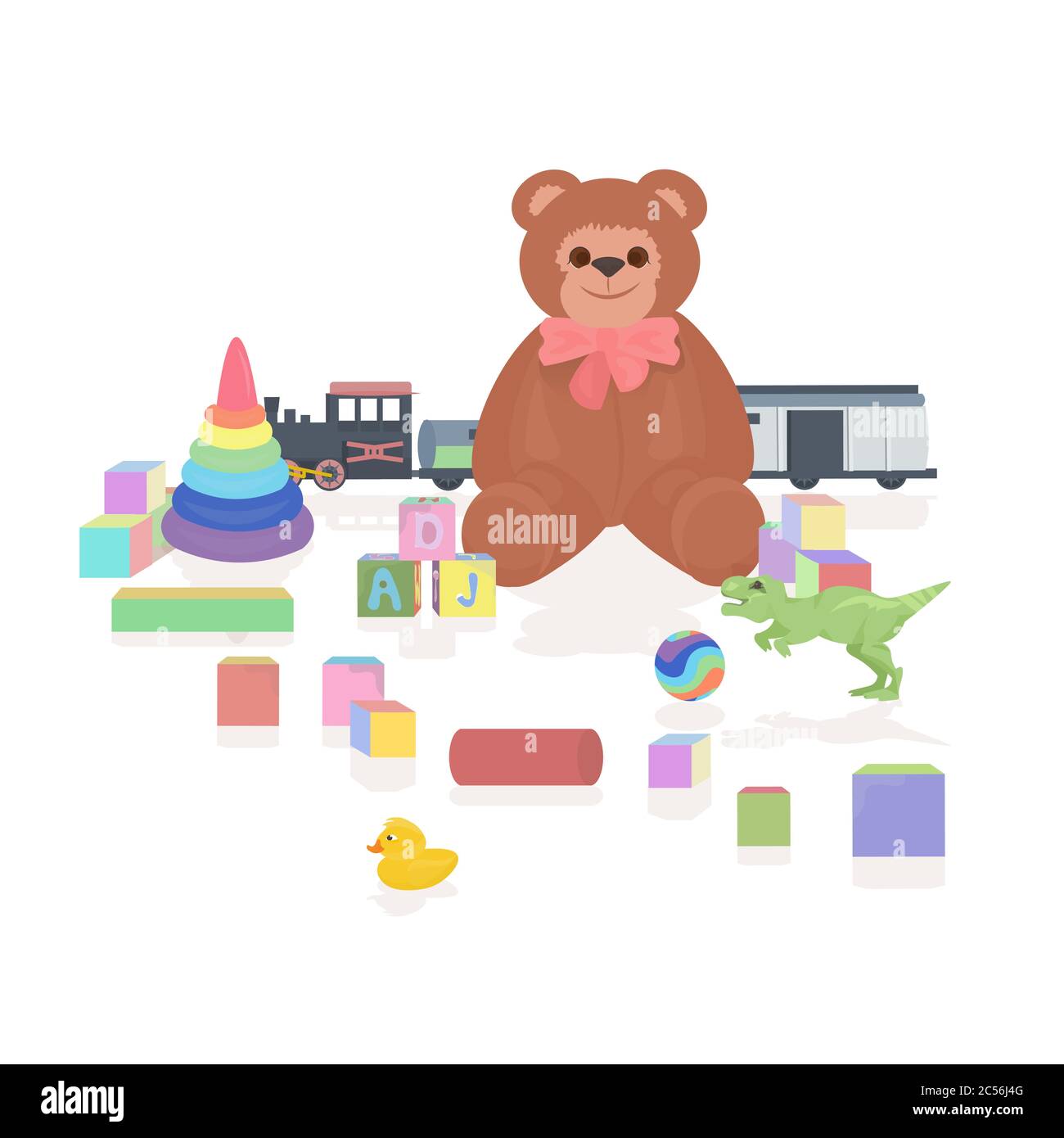 set different kids toys childhood concept isolated vector illustration Stock Vector