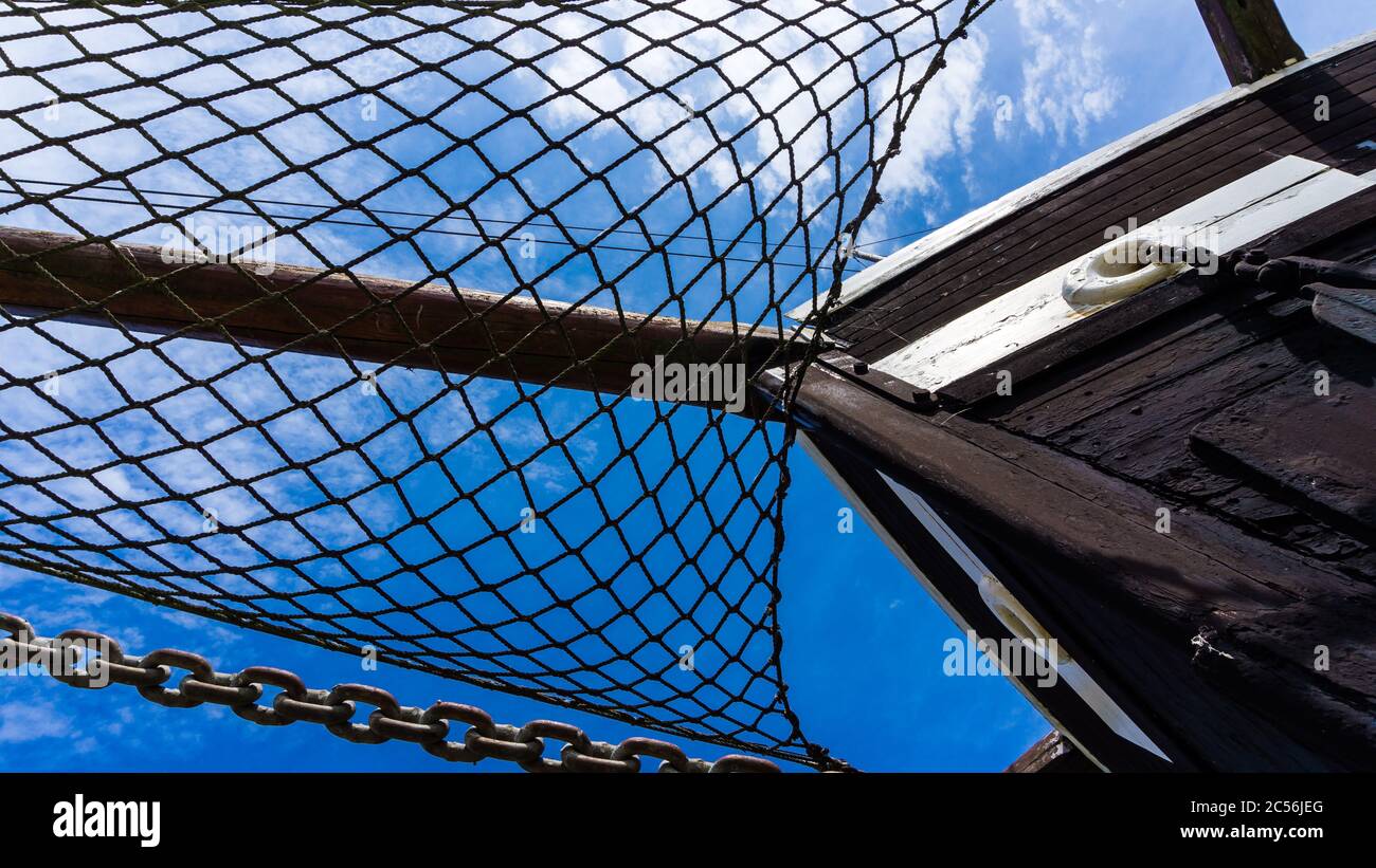 closeup of a sailing ship bow Stock Photo