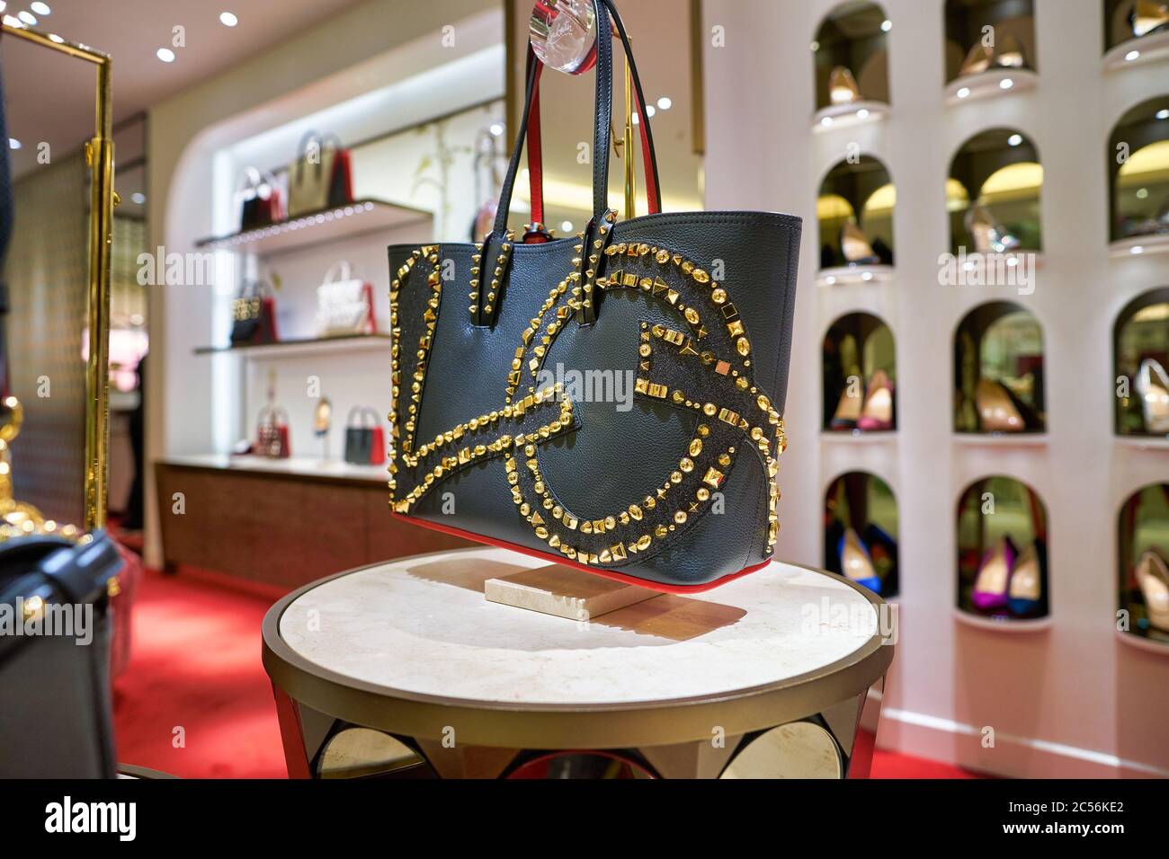 Germany, Berlin. Handbags by Louis Vuitton at KaDeWe department