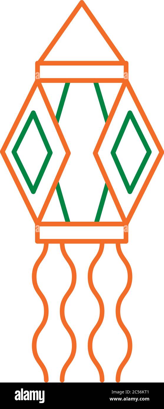 paper lamp hindu hanging line style icon vector illustration design Stock Vector
