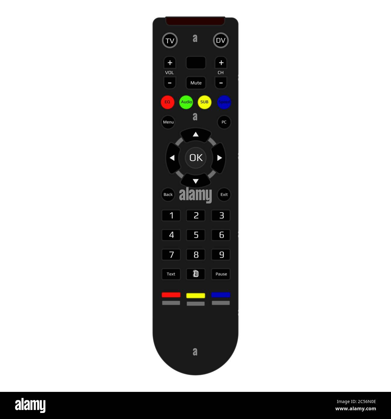 Realistic tv remote control isolated on white. Remote control with