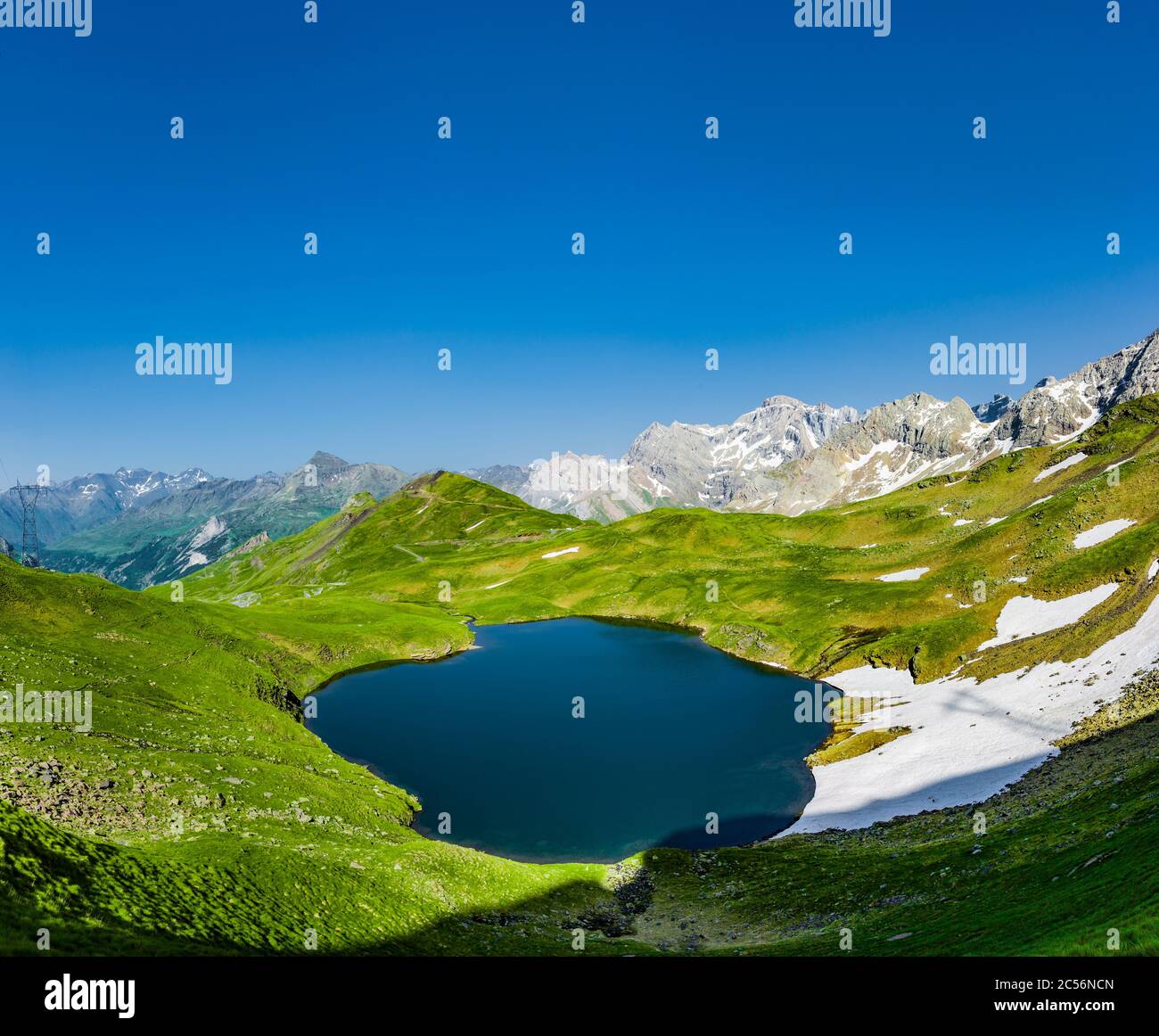 Mountain lake at Col de Tente in the Pyrenees Stock Photo