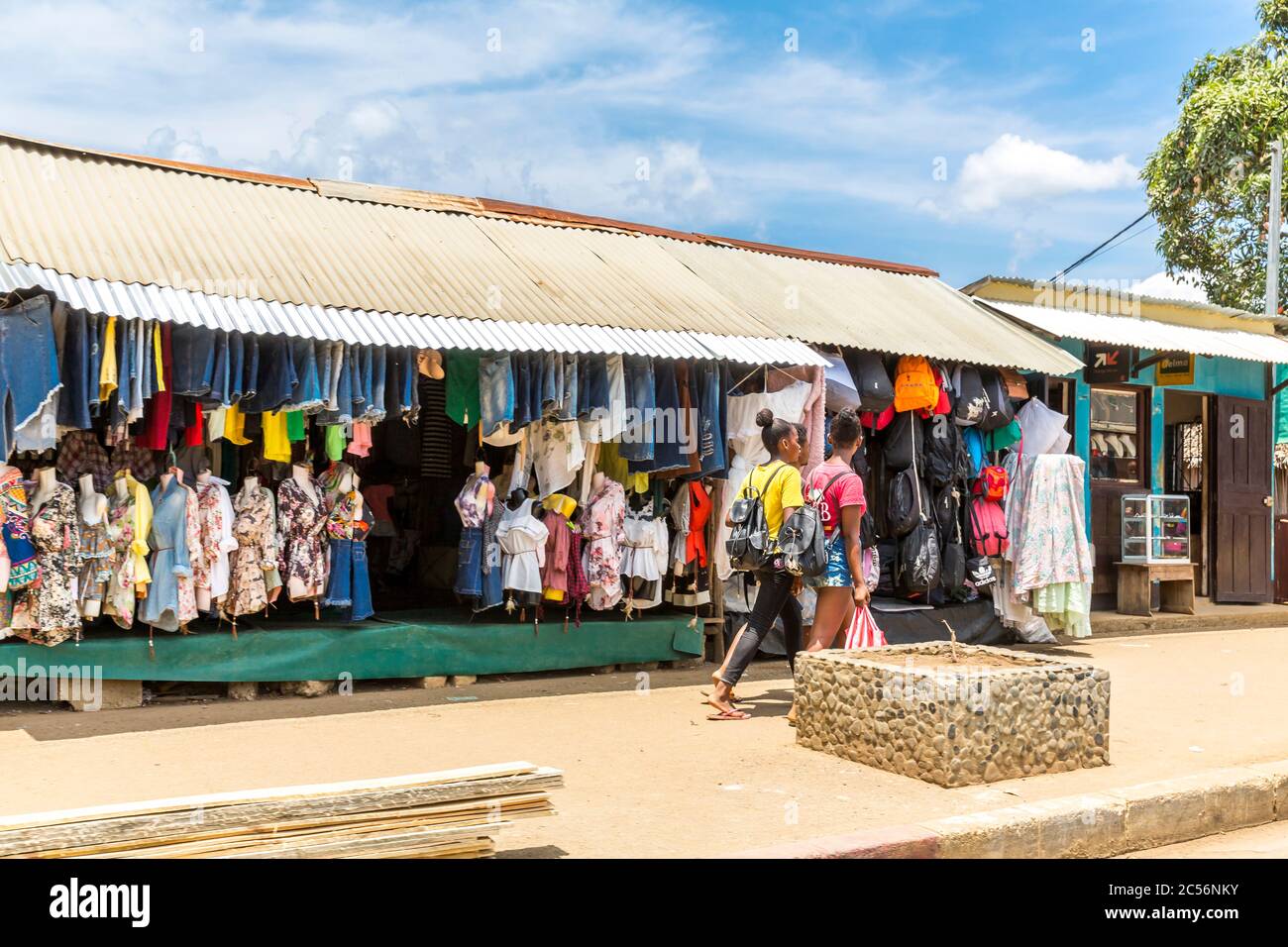 Street scene in Andoany, Hell-Ville, Nosy Bé Island, Madagascar, Africa, Indian Ocean Stock Photo