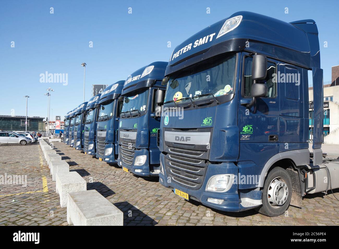 Blue DAF trucks, Bremen, Germany, Europe Stock Photo Alamy