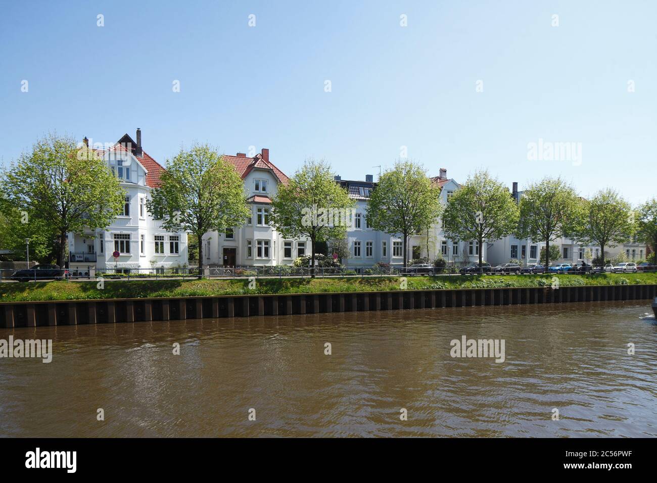 Classicist residential houses on the coastal canal, Oldenburg in