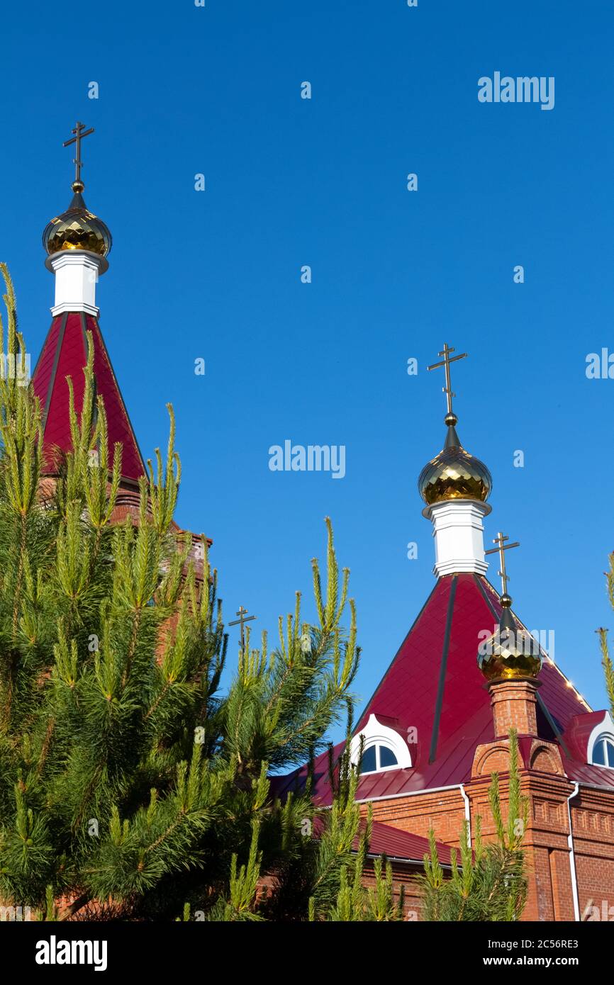 Golden cross on the dome of an Orthodox church close-up Stock Photo - Alamy