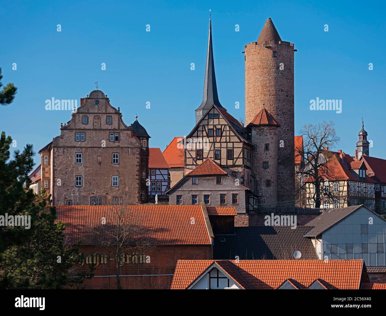 Hinterburg mit Hinterturm is one of 5 castles in the town of Schlitz, Vogelsbergkreis, Mittelhessen, Germany Stock Photo