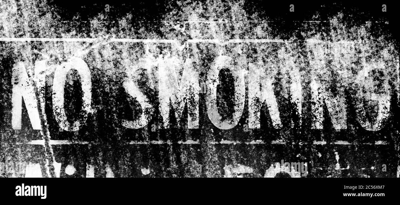 Abstract old grunge panoramic background. Sign no smoking. Abstract signs and symbols design. Drawing on old grungy surface. Dirty scratch wall Stock Photo