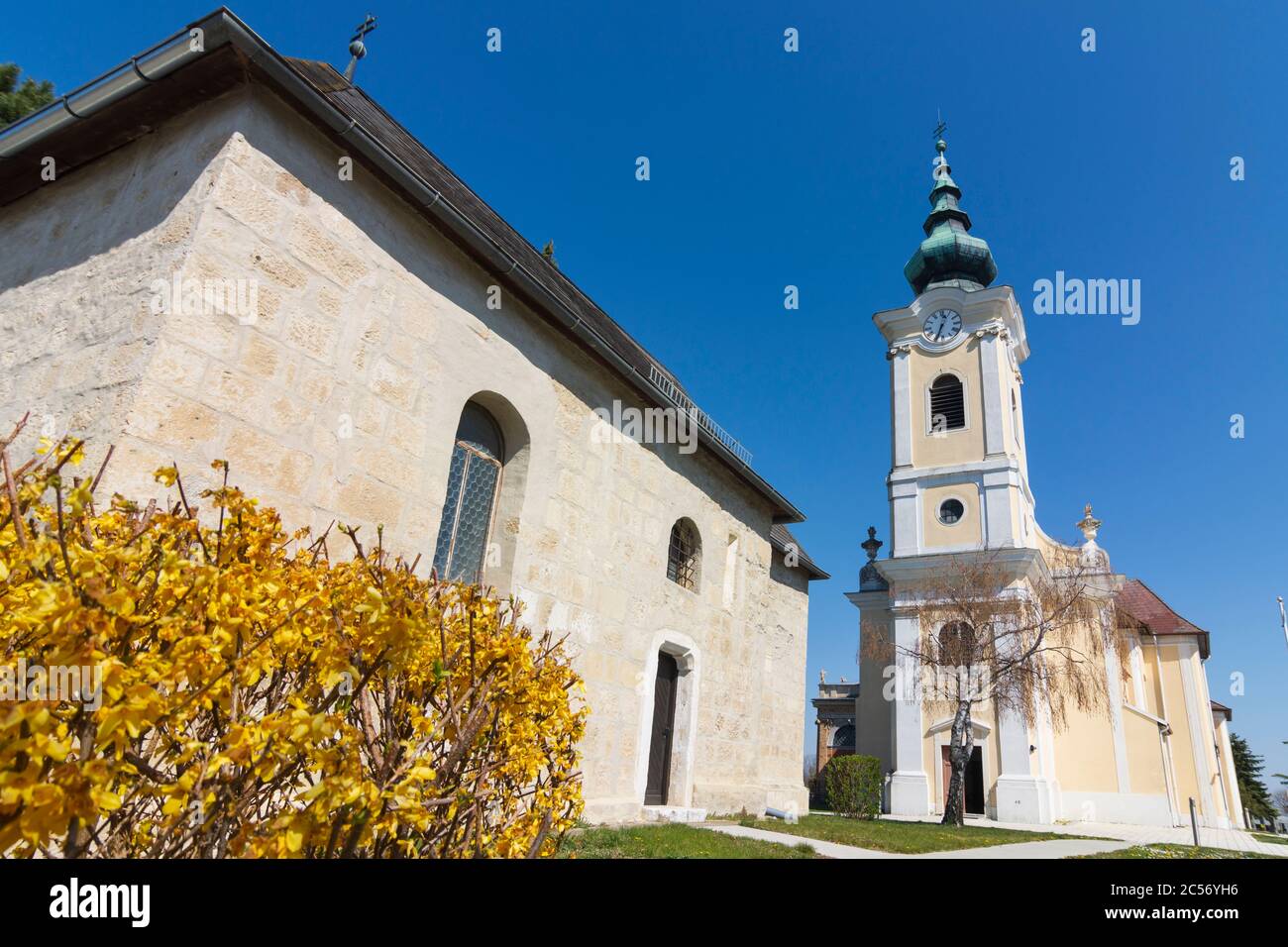 Zemendorf-Stöttera, church Kleinfrauenhaid at Neusiedler See (Lake Neusiedl), Burgenland, Austria Stock Photo