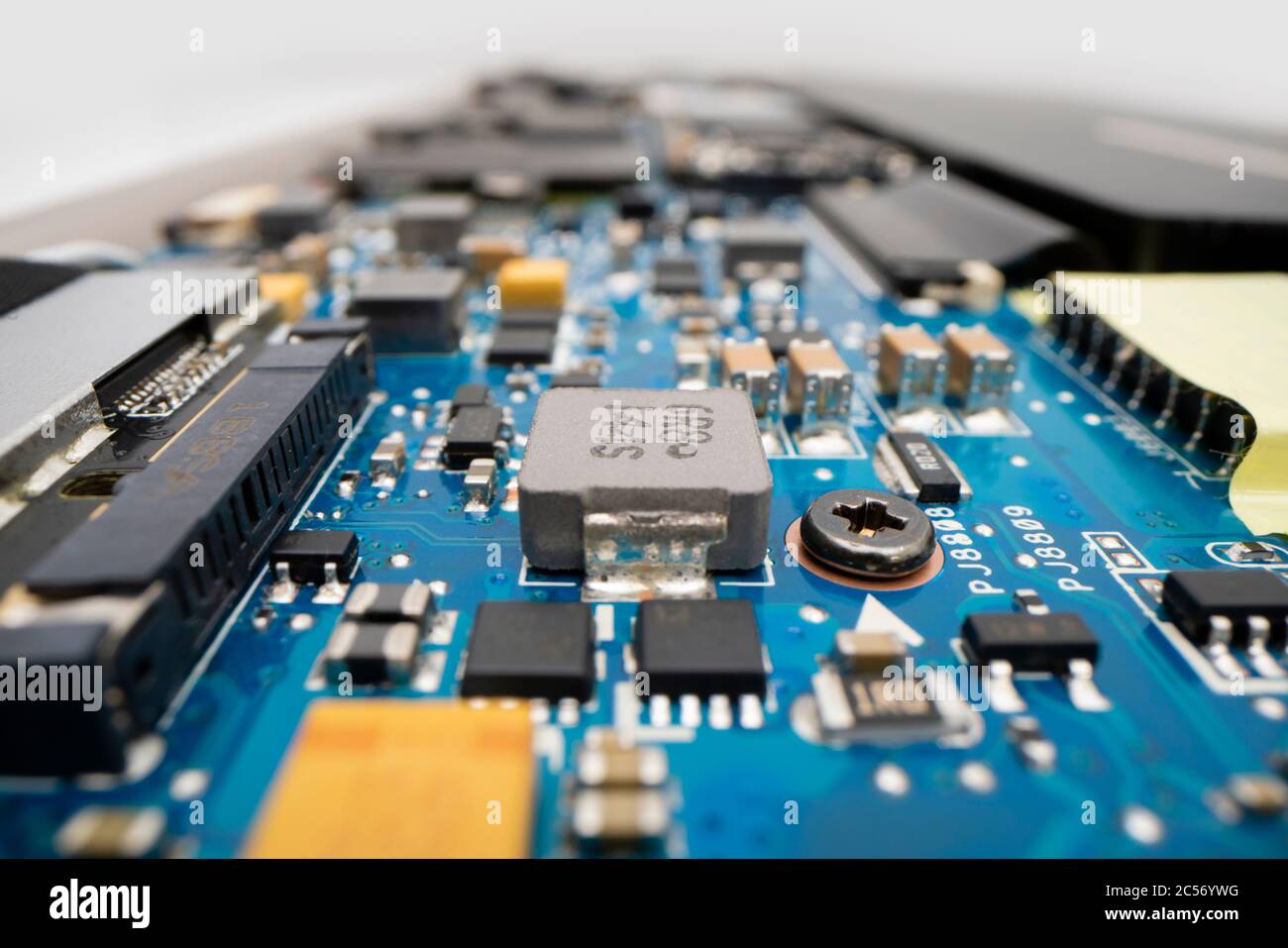 Electronic components inside a laptop computer Stock Photo