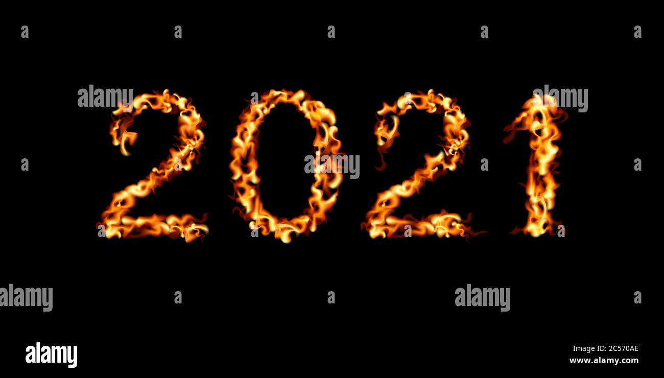 2021 New Year. Fire icon vector illustration. Flame design. Stock Vector
