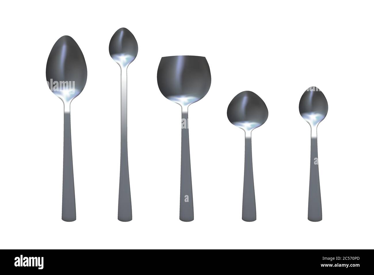 Spoons set. Metallic kitchen flatware. Vector illustration Stock Vector ...