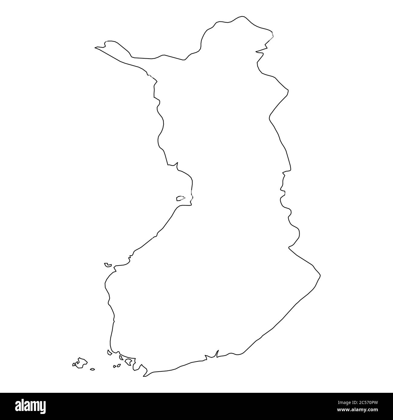 Finland - solid black outline border map of country area. Simple flat vector illustration. Stock Vector