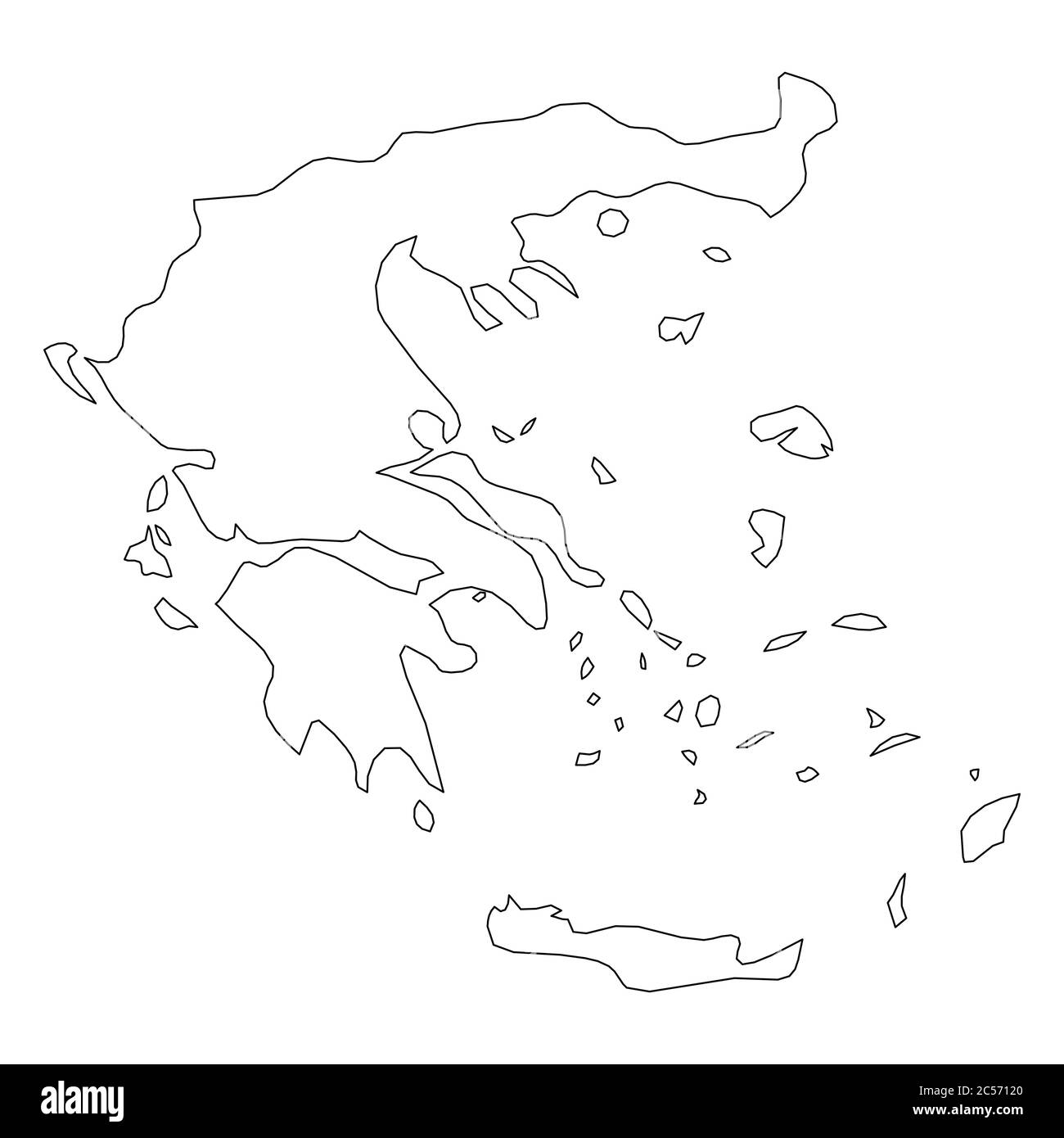 Greece solid black outline border map of country area. Simple flat