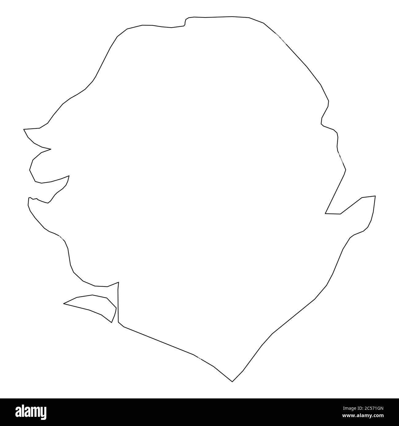 Sierra Leone - solid black outline border map of country area. Simple ...