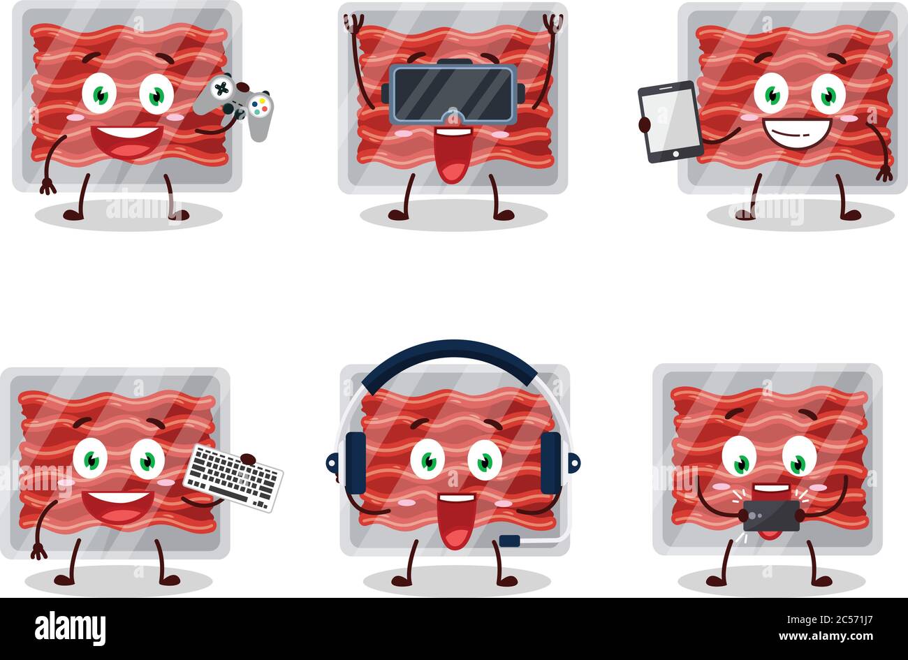 Ground meat cartoon character are playing games with various cute