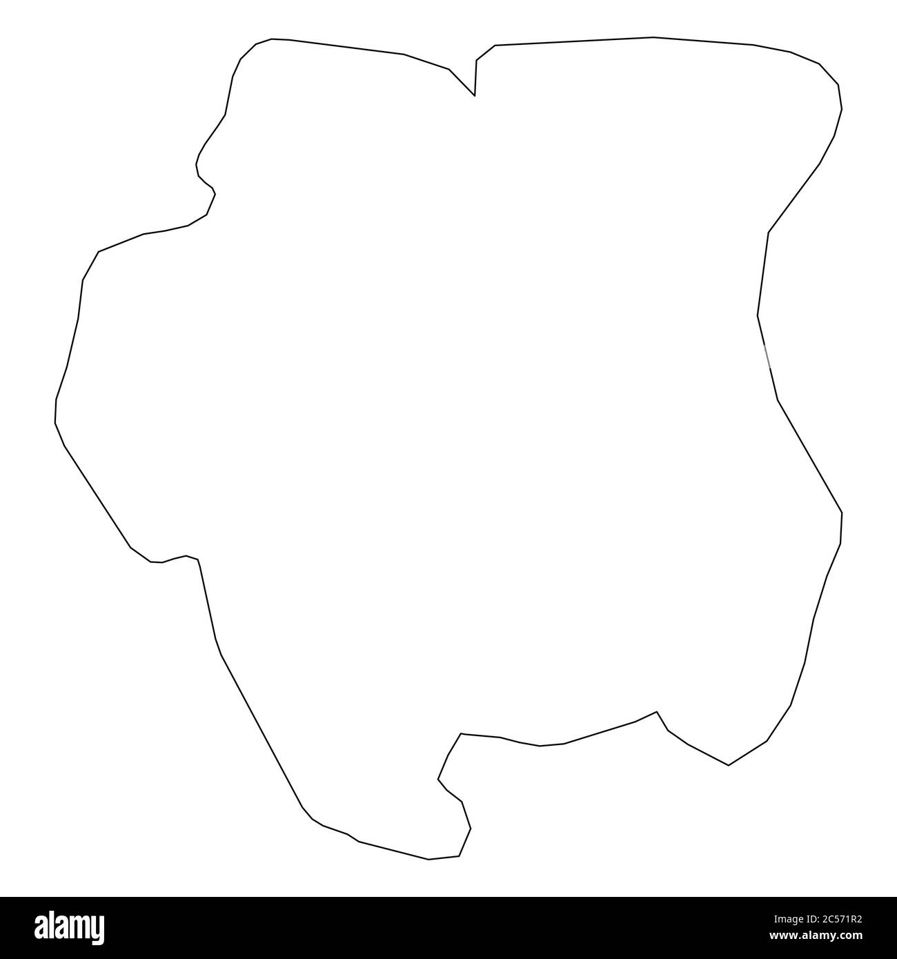 Surinam Solid Black Outline Border Map Of Country Area Simple Flat Vector Illustration Stock 0789