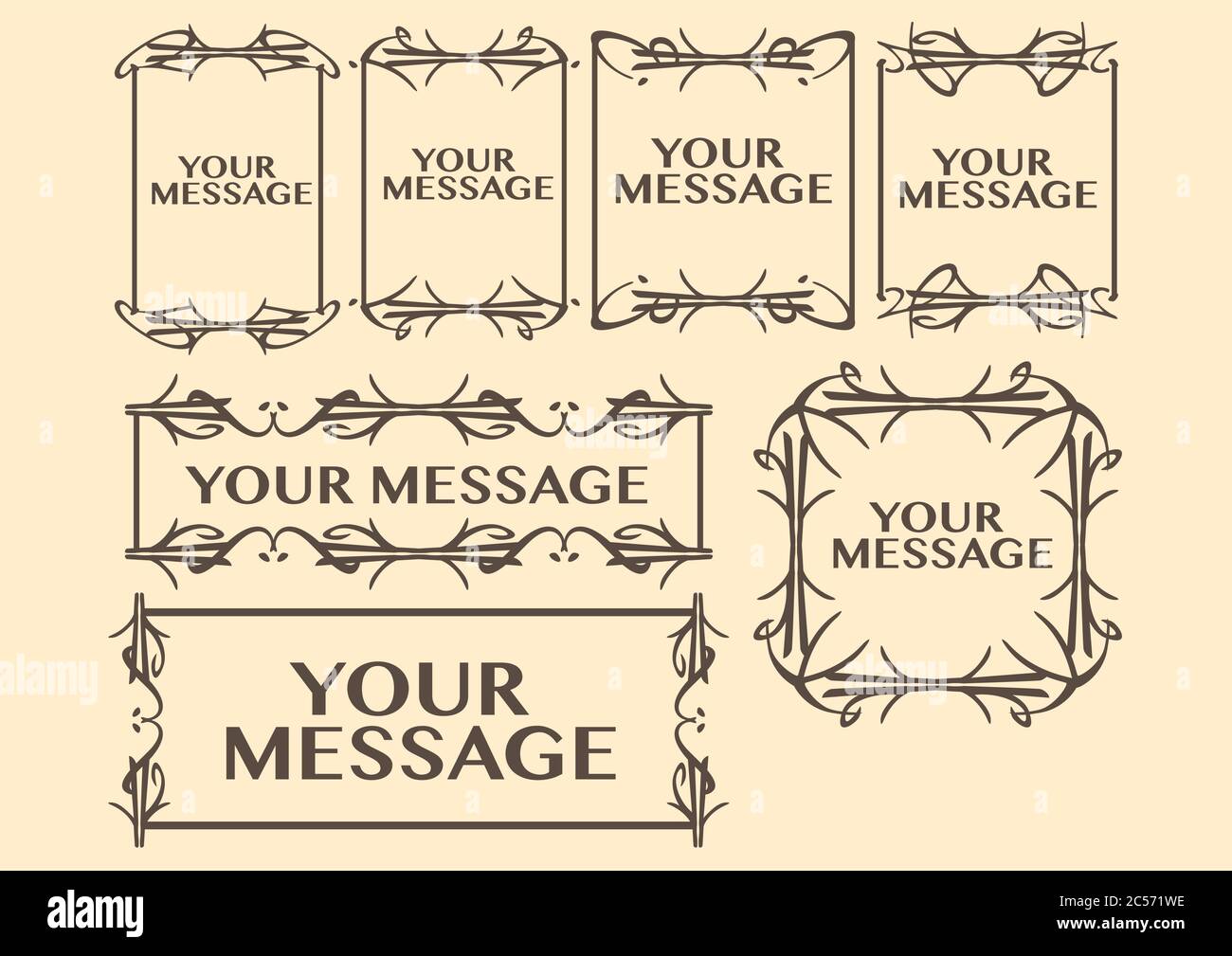 Vector vintage decorative design elements with decor, frames, etc Stock ...
