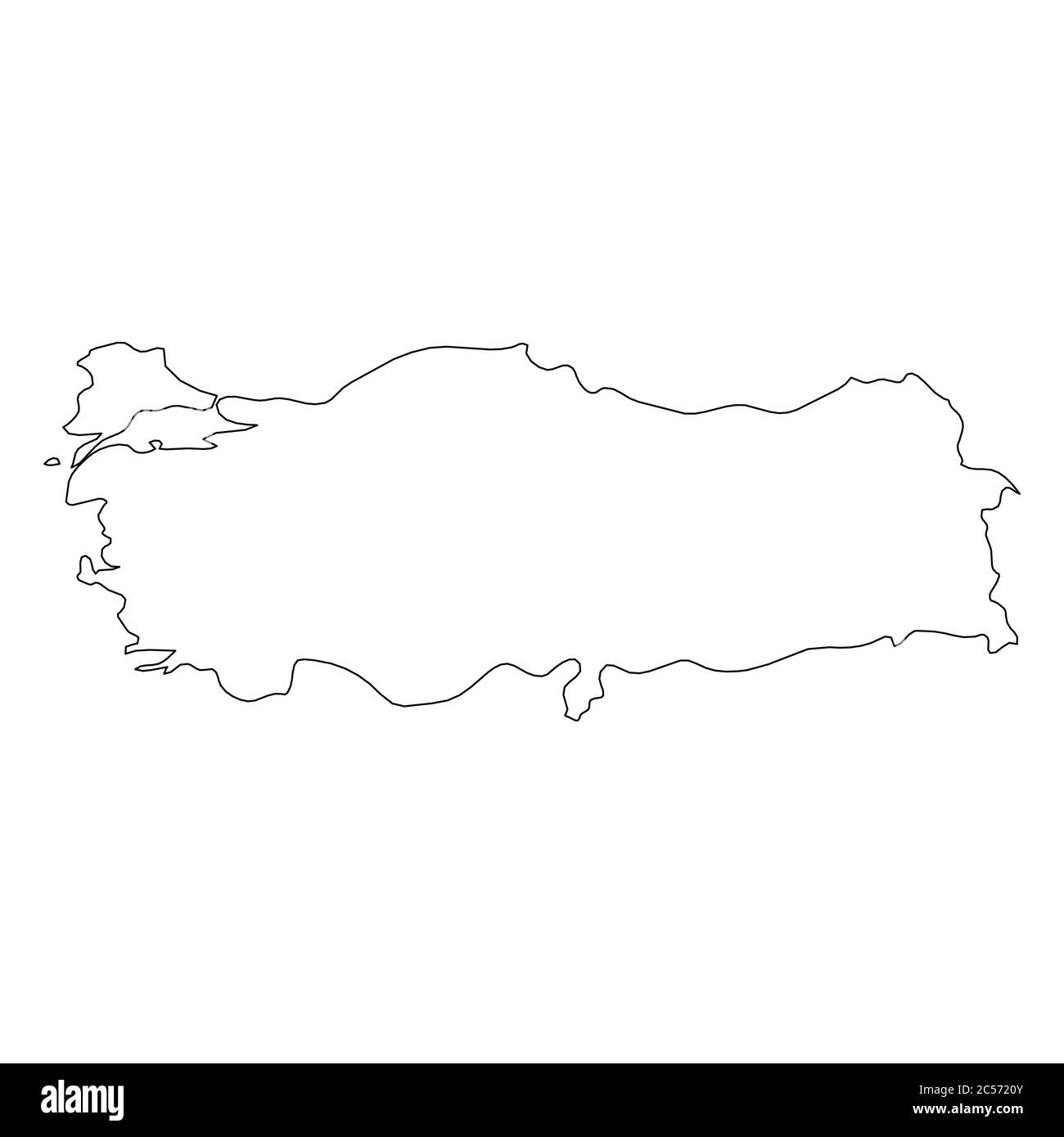 Turkey - solid black outline border map of country area. Simple flat vector illustration. Stock Vector