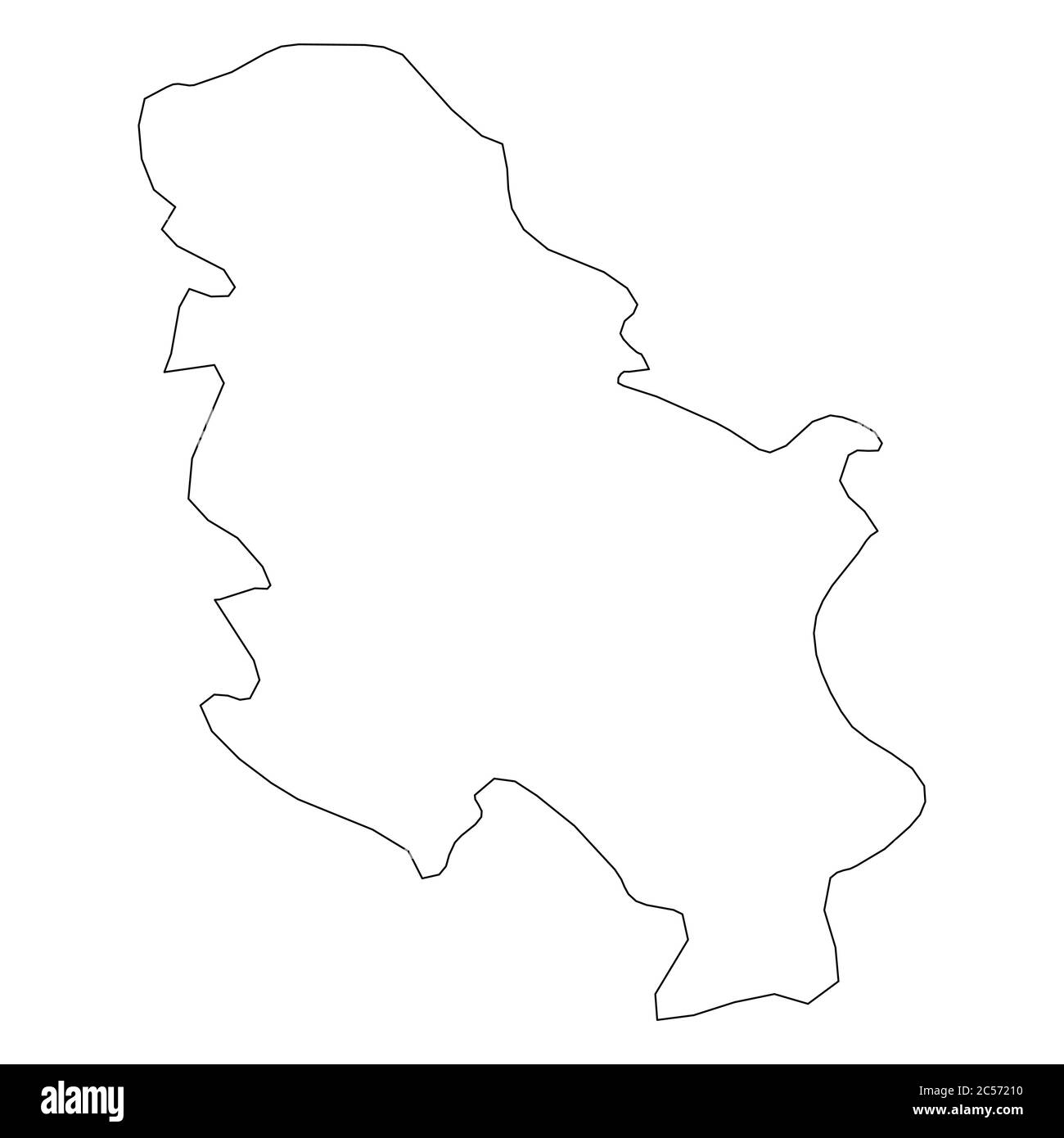 Serbia - solid black outline border map of country area. Simple flat ...
